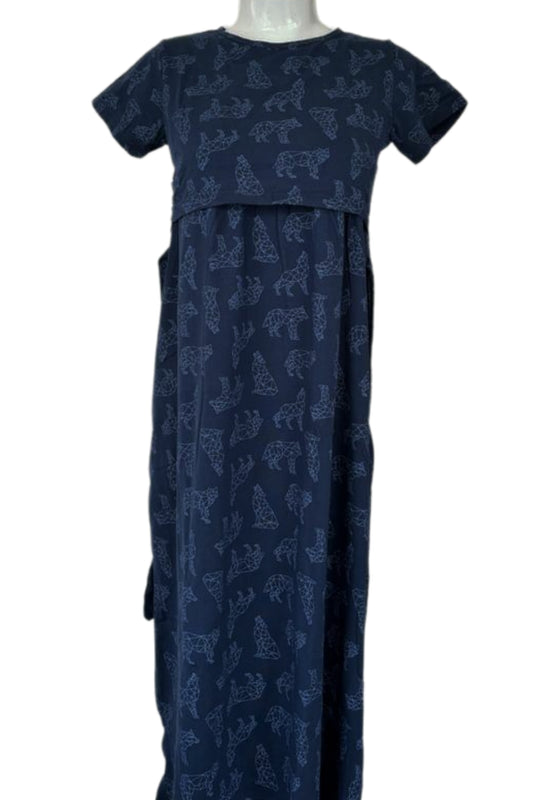 Navy blue Maternity & Feeding maxi